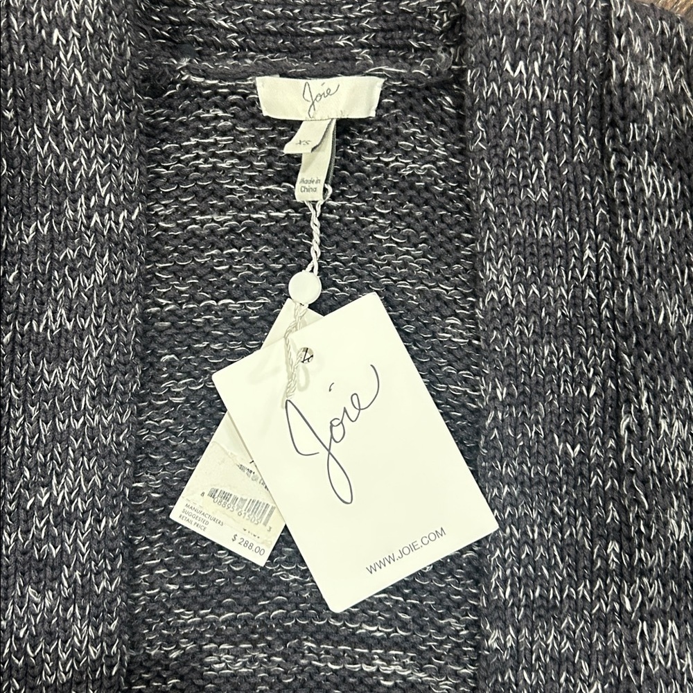 Joie Sona Fringe Cardigan Vest Style Sweater Stingray multi color gray size XS - Picture 4 of 11